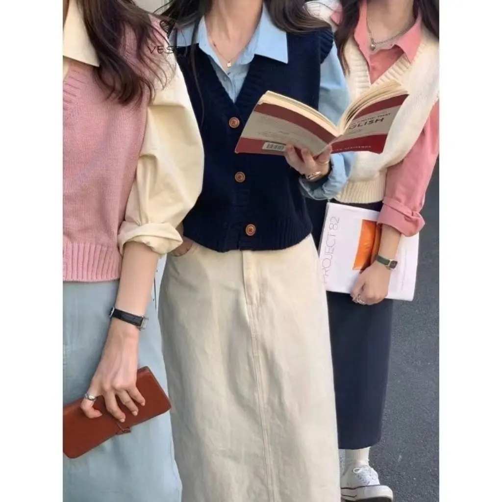 

Korean Embroidered Knitted Vest Loose Slimming All-match Autumn Winter New Commuting Women's Fashion Top