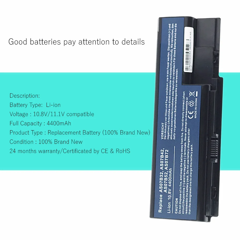 Baterai Laptop AS07B32 AS07B52 UNTUK Acer Aspire 5530 5530G 5535 5710 5710G 5715 5715Z 5720 5720G 5730 AS07B51 AS07B61 AS07B71