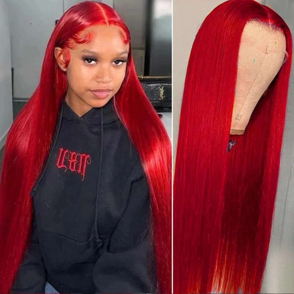 30 بوصة شعر أحمر الدانتيل الجبهة الباروكات قبل قطعها طويل شعر مستعار مستقيم غلويليس الأحمر اللون الباروكات مقاومة للحرارة الاصطناعية الدانتيل شعر مستعار أمامي