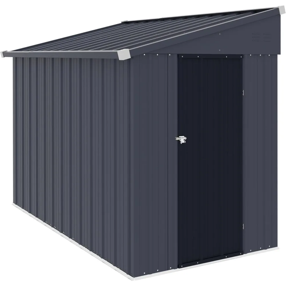 

4x8 FT Metal Outdoor Lean-to Storage Shed, with Door & Lock, Waterproof Patio Utility Tool Shed for Backyard,Storage Shed