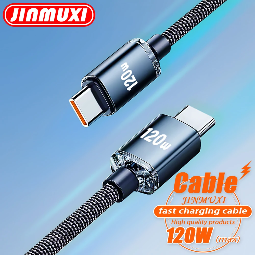 120W 6A Type C To Type C Cable For iPhone 15 Pro Max PD Fast Charge USB C Data Cord For Samsung Xiaomi Quick Charging Cables