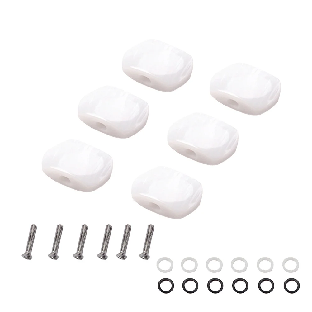 

6Pcs Guitar Tuning Pegs Set Durable Metal Red Buttons Exquisite Look Enhance Sound for Acoustic Guitars with Ferrules Screws