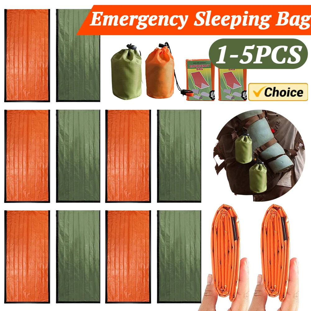 Emergency Sleeping Bag Emergency Blanket Portable Thermal Sleeping Bag Survival Gear for Camping Hiking Outdoor Adventure