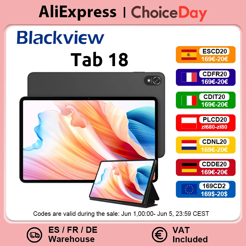 【Neues Produkt】Blackview Tab 18 12-Zoll-2.4-K-Display MediaTek Helio G99 8/12 GB + 256 GB 8800 mAh