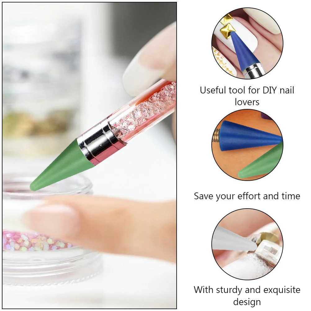 12pçs pontas selecionadoras de strass para unhas, cabeças de substituição, caneta de broca para ferramentas de manicure diy, design de arte eficiente