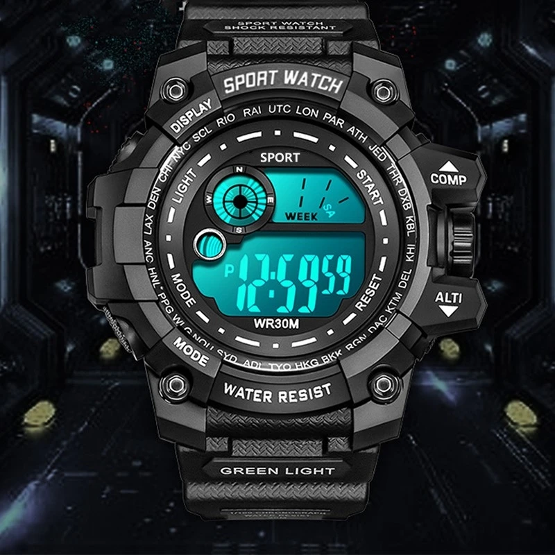 COOBOS New Men LED Digital Watches Luminous Fashion Sport Waterproof Watches For Man Date Army Military Clock Relogio Masculino