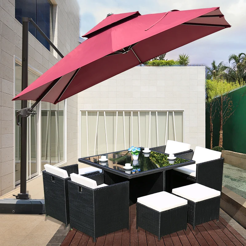 Outdoor courtyard, garden umbrellas, 3 meters large stalls, swimming pool, beach sun umbrellas