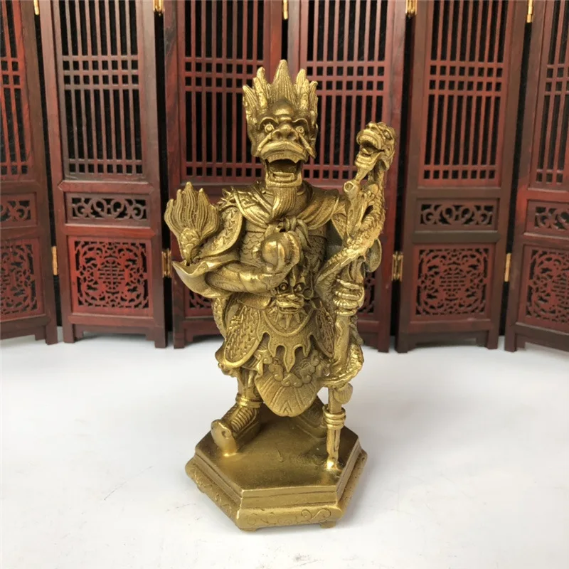 Brass of at Temple, offering offerings to the Dragon King, standing statue of th