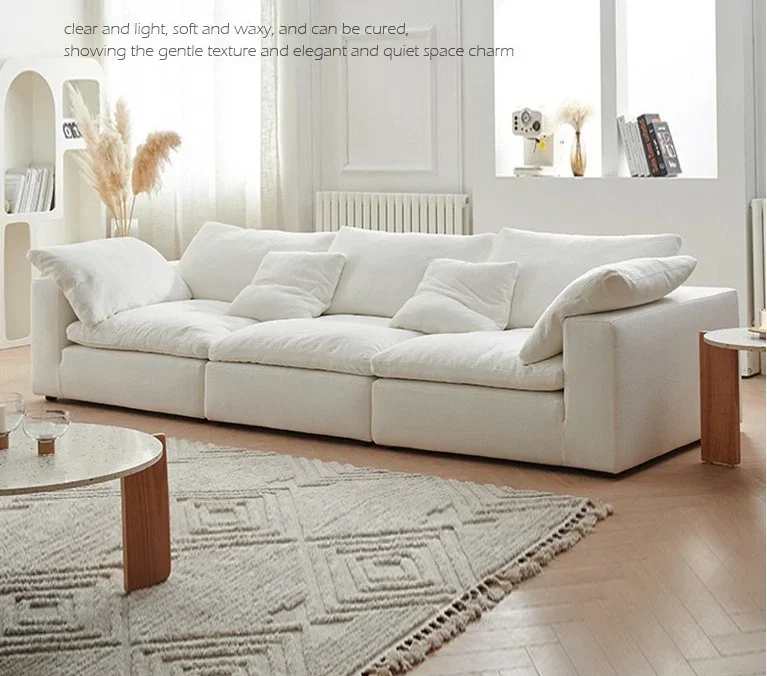 Cream Style Straight Row Lazy Simple Comfortable Sofa Vacuum Compression Sofa For Living Room