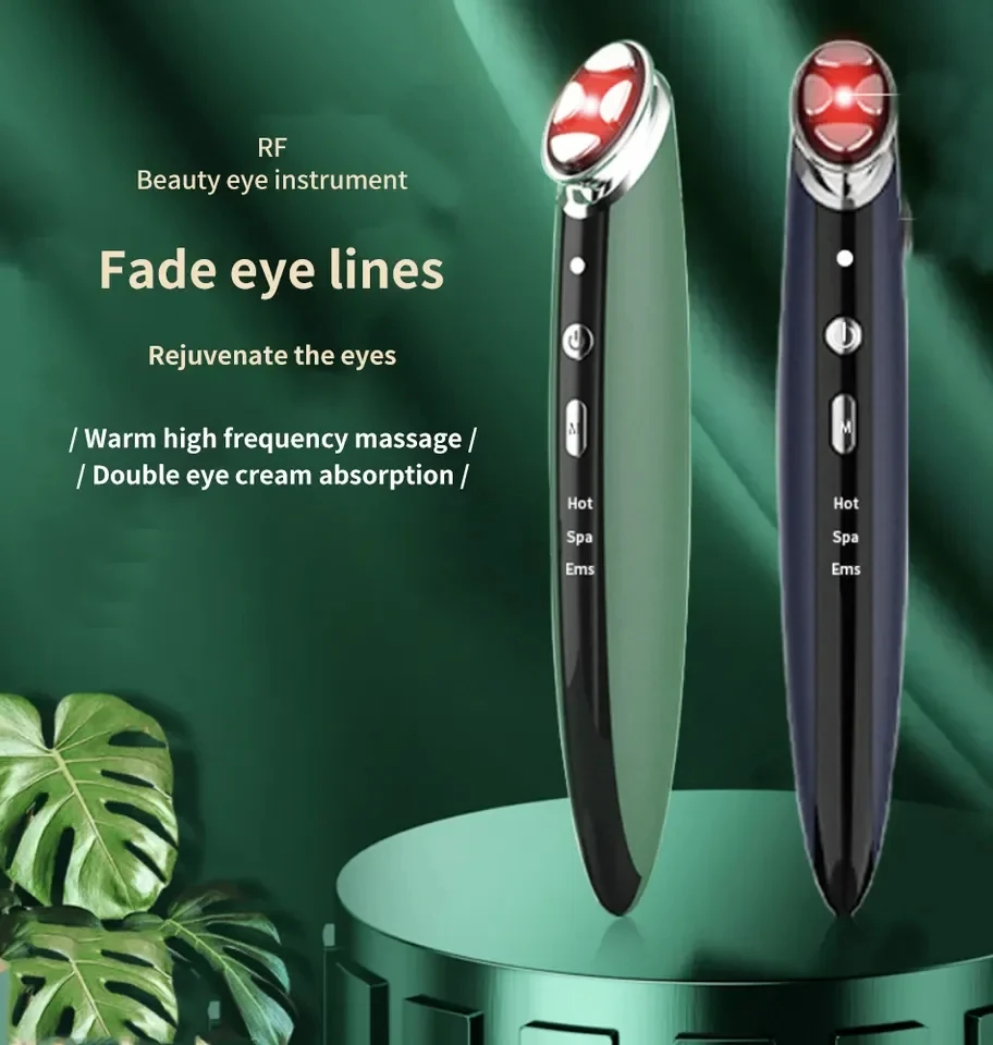 

2025 Handheld Green Facial Skincare Wand Wireless Therapy EMS Face Lifting Heating Electric Eye Massager Skin Tightening Dark