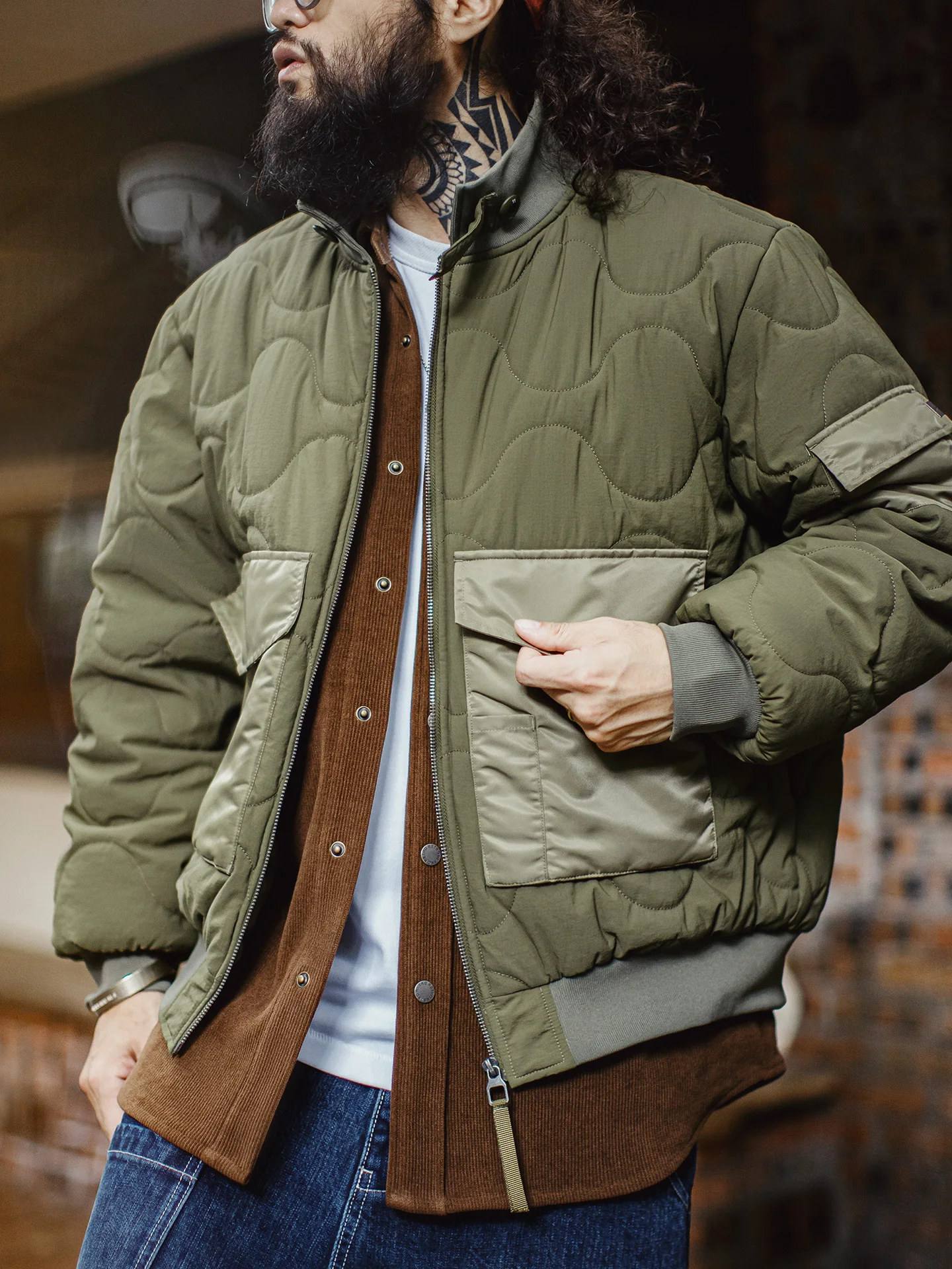 

Мужская утепленная куртка Maden M5 в стиле милитари из хлопка с большими карманами, воротником-стойкой, теплая зимняя верхняя одежда, повседневный стиль