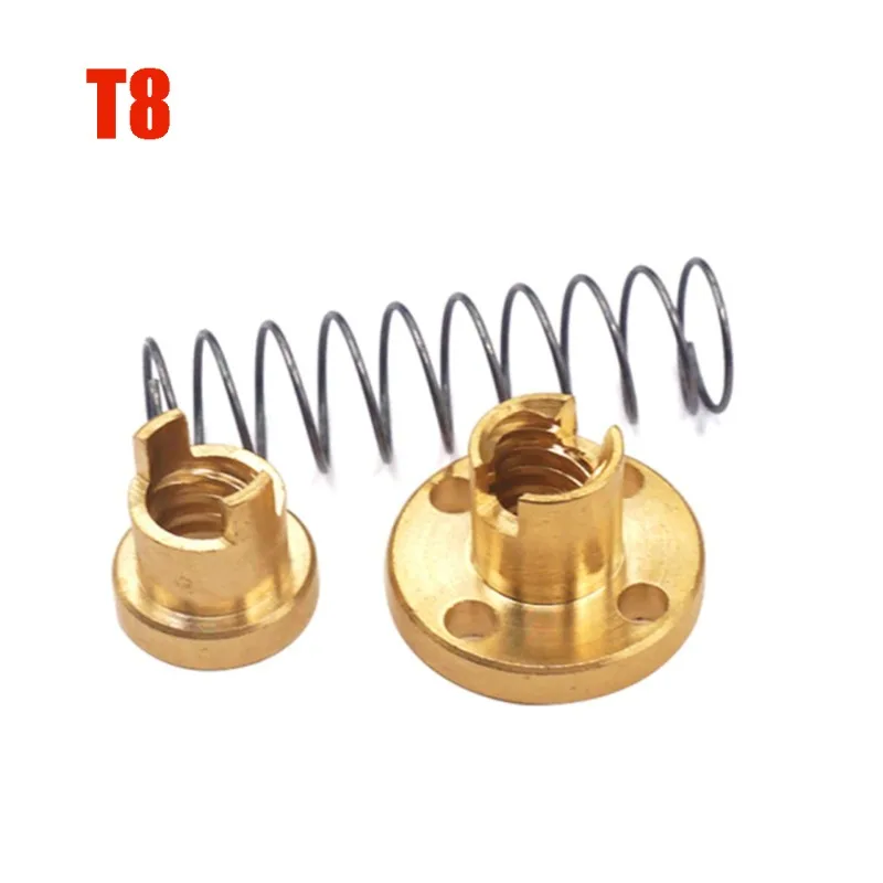 Lead Screw Copper Nut Anti Backlash Nut T8 for Acme Lead Screw Thread 2mm Pitch 8mm Lead For 3D Printer CNC Elimination Gap Nut