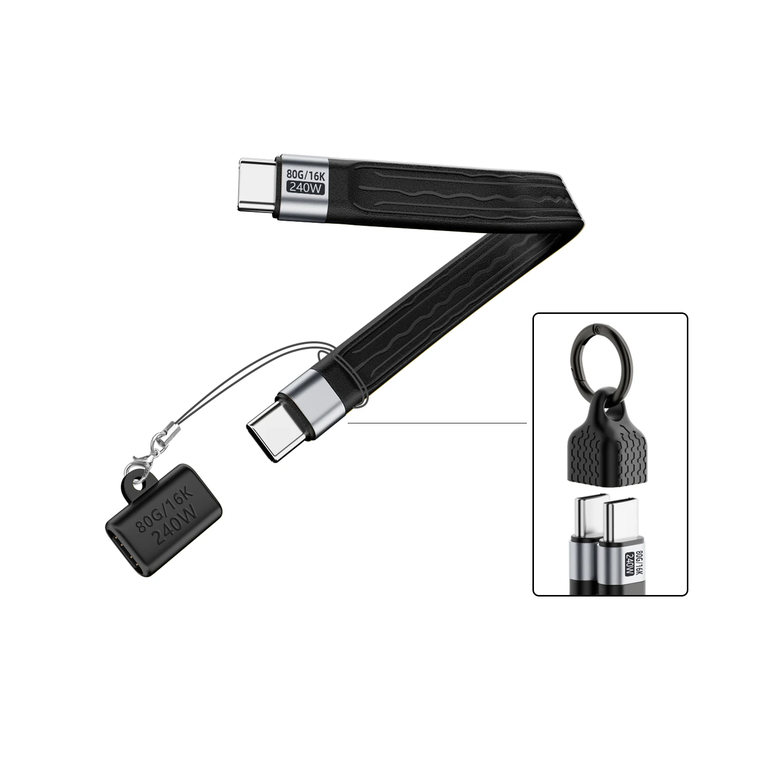 240W 80Gbps USB4 Gen4 Short USB C To USB-C Cable Fast Charging Type C Data Transfer 16K Screen Mirroring Extension Cable