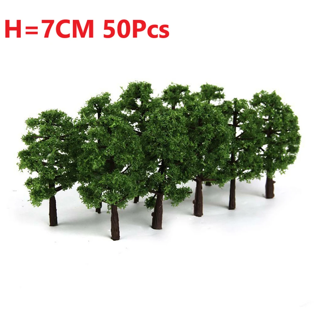 50Pcs Model Trees Train Railroad Micro Landscape Layout Diorama Scale Tree 7cm Decorate Building Model Roadway For Gift