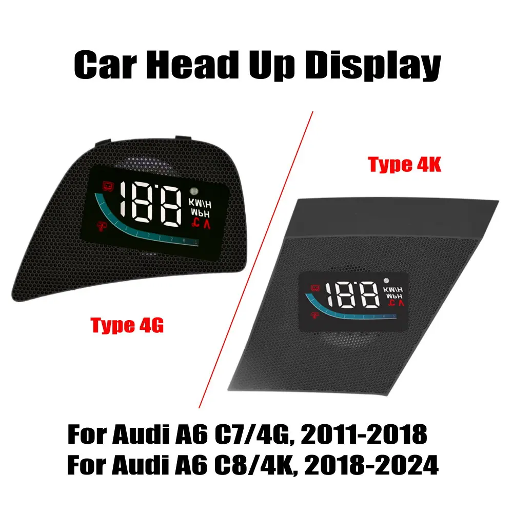 

For Audi A6 C7/C8 2011-2018-2024 Car HUD Head Up Display Windshield Speedometer LED Projector Auto Alarm Electronic Accessories