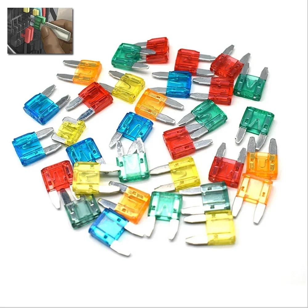 35Pcs Mixed Mini Size Blade Type Car Fuse Assortment 5A / 7.5A / 10A / 15A / 20A / 25A / 30A Fuse Set Auto Car Truck