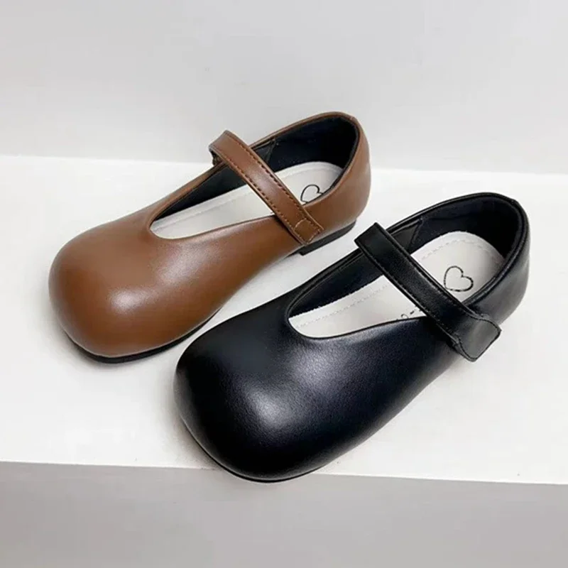 Brand 2025 Flats Shoes For Kids Girs Patent Leather Simple Solid Wide Toe Spring Dress Shoes For Children Women,Mary Jane Shoes