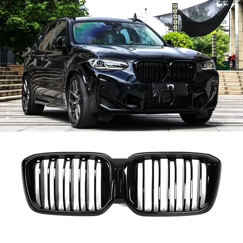 

Car Front GRILLE Double Slat Line Car Front Mesh Grillr for X3 X4 X3M X4M G01G02 G08 F97 F98 2018-2021