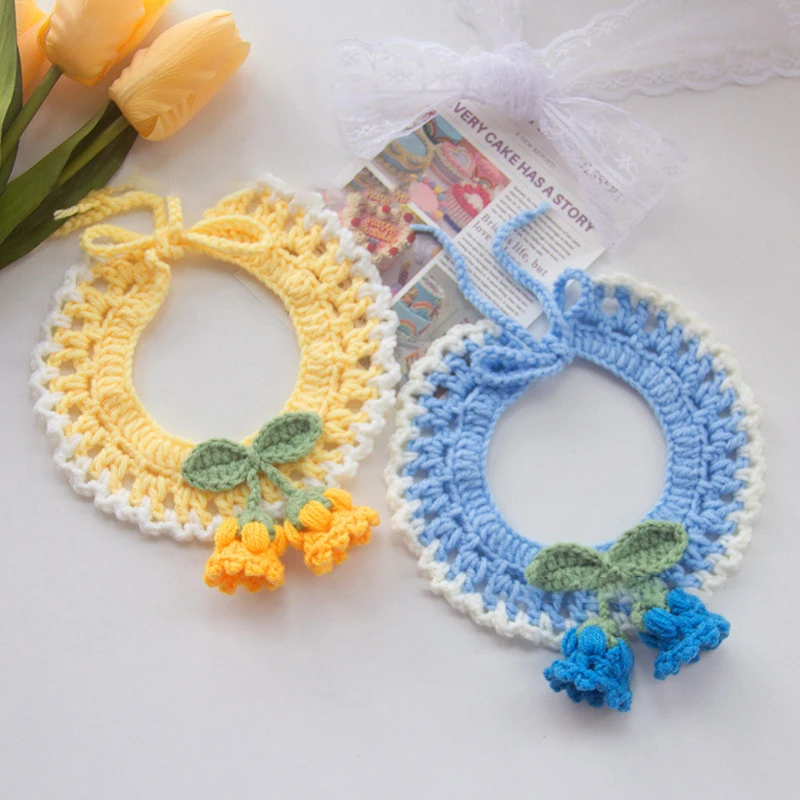 Handcrafted Crochet Pet Collar - Adorable Knit Scarf For Dogs And Cats, Perfect For Photography And Drool Protection