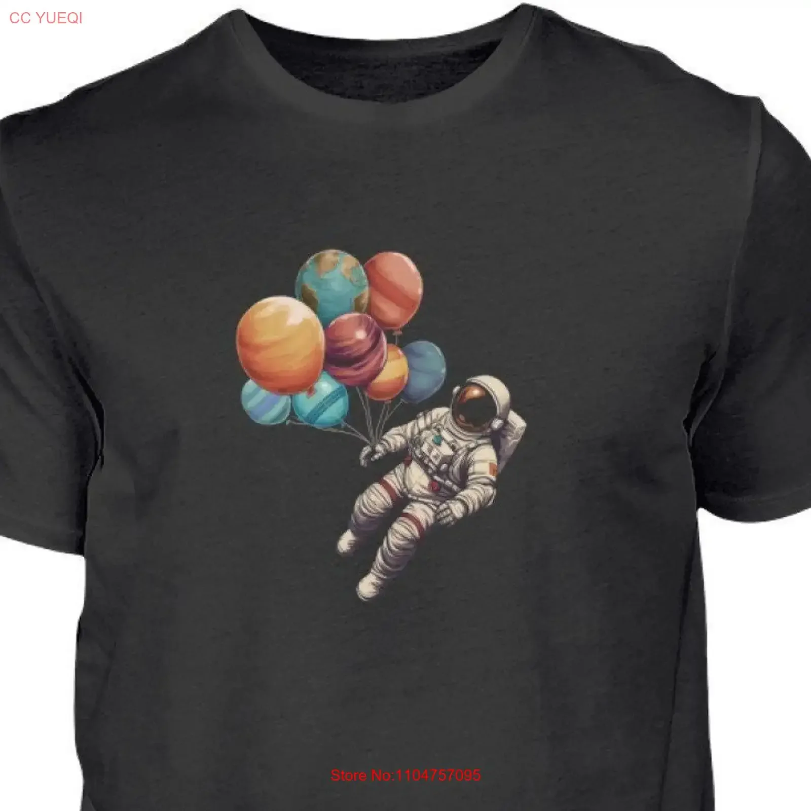 Astronaut mit Ballons T shirt Herren lustiger Druck Mann Geschenk Weltraum Grafik vintage Washed Stylish Versatile Comfortable