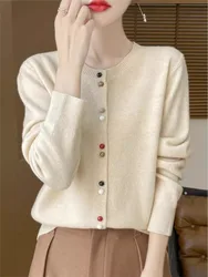 Women Cardigans Autumn Winter O-neck soft Solid Sweater Long Sleeve Single Breasted Knit Cardigan Spring Fashion Korean Jumper