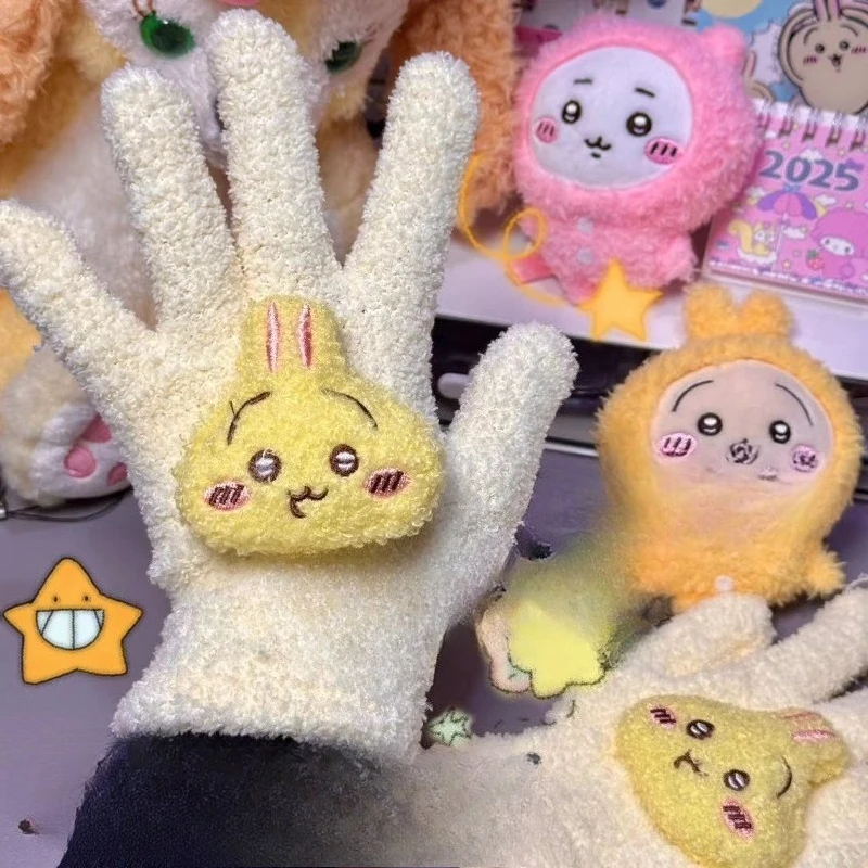 Kawaii Chiikawa Simpatici guanti in pile di corallo Peluche di cartone animato Caldo e antigelo Autunno e inverno Studente Ciclismo Regali per ragazzi e ragazze