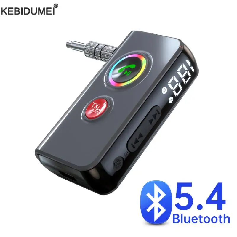 2 in 1 Bluetooth 5.4 Audio Receiver Transmitter AUX Wireless Audio Adapter Handsfree 3.5mm Jack for Car Earphones TV Speakers