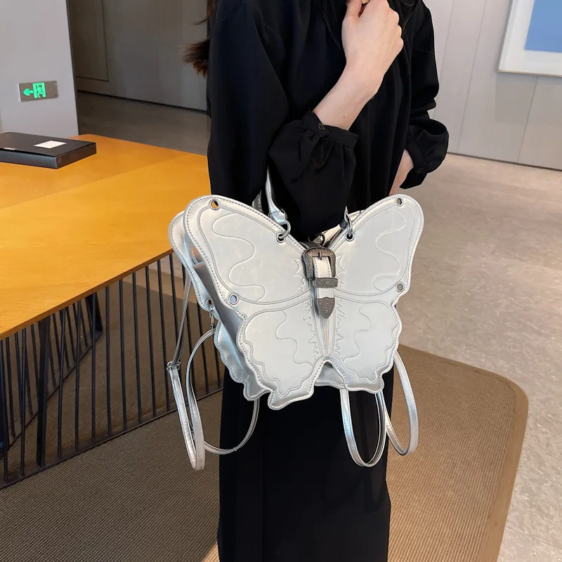 Butterfly Backpack For Women Fashion Cool Embroidered Shoulder Bag Students Large Capacity Portable Tote Bag