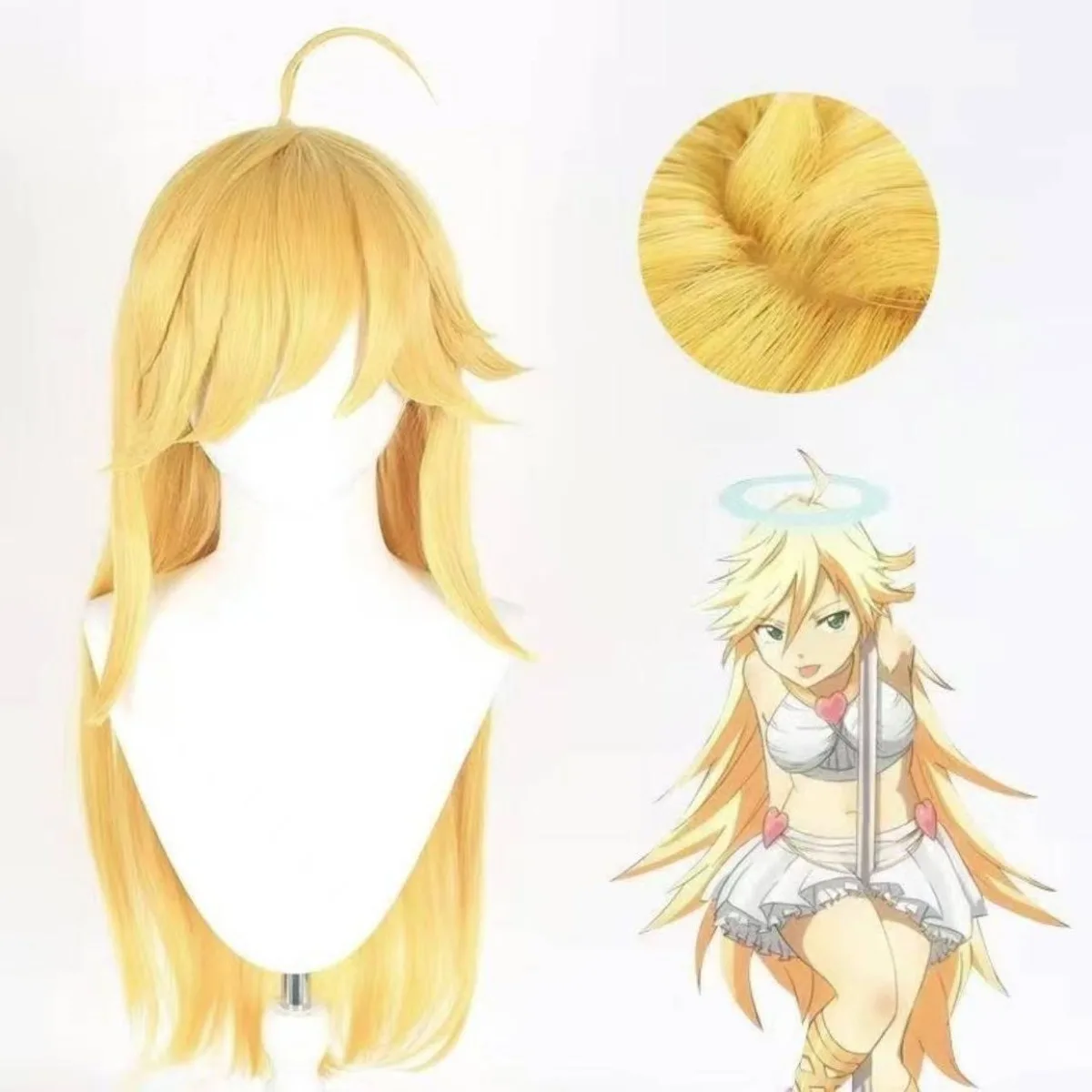 Panty Anarchy (Panty) Peluca de cosplay, peluca completa de pelo rubio de red rosa en stock Envío rápido