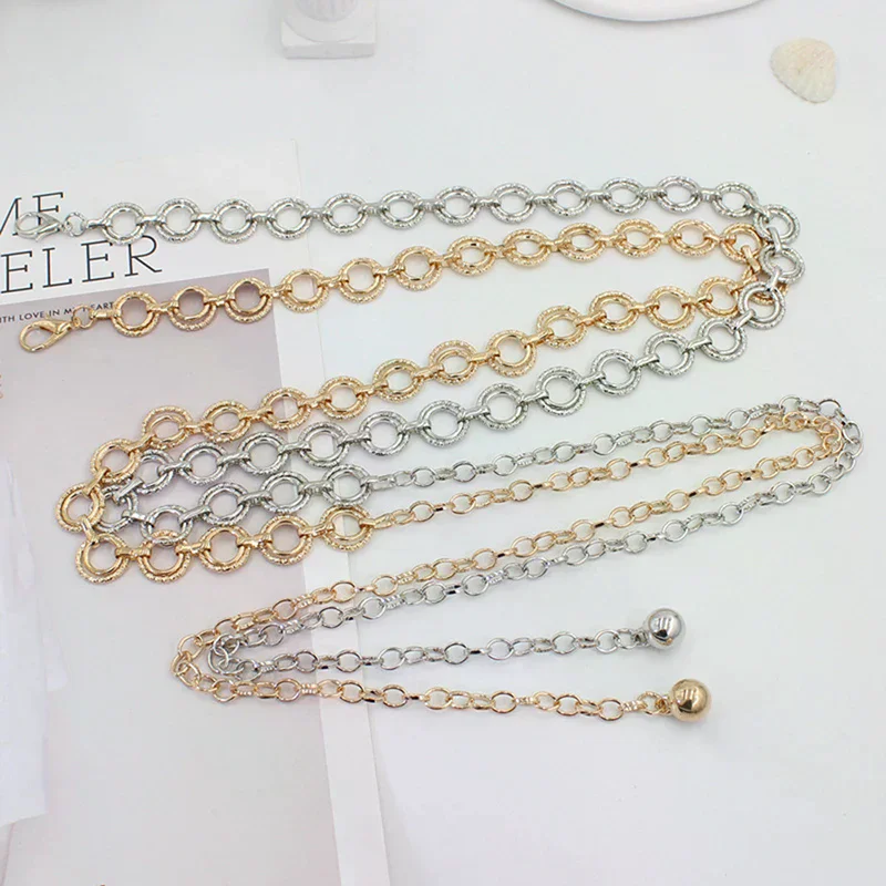 Metal Waist Chain Adjustable Body Link Belts Suit Dress Thin Waist Belt Trendy Jewelry For Women Sexy Waist Chain Accessories