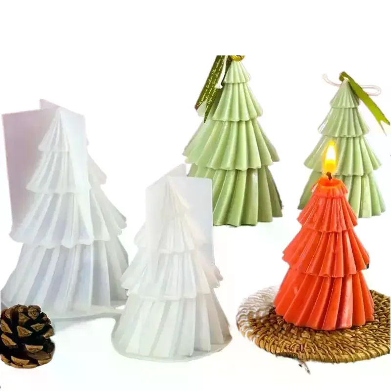 1PCS Christmas Tree Candle Silicone: Mold DIY Making Kit Handmade Soap Plaster Resin Baking Holiday Gift