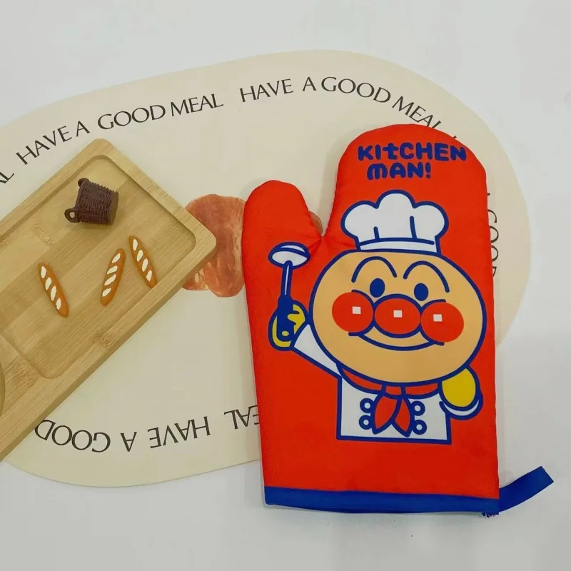 Cartoon Microwave Oven Insulated Gloves Anpanman Wholesale of Heat-resistant and Thickened Baking Gloves for Household Kitchens