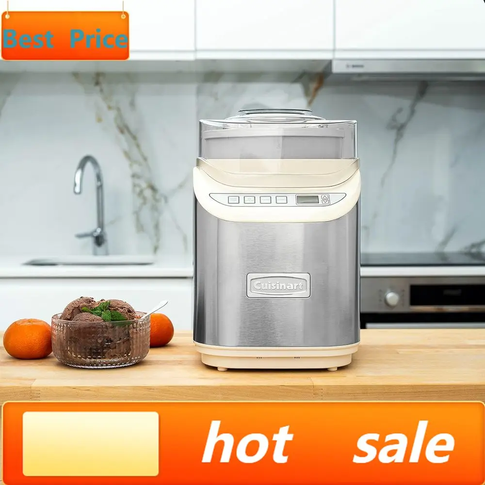 

Popular2-Quart Electric Ice Cream Maker with LCD Timer for Frozen Yogurt, Gelato, and Sorbet in 20 Minutes