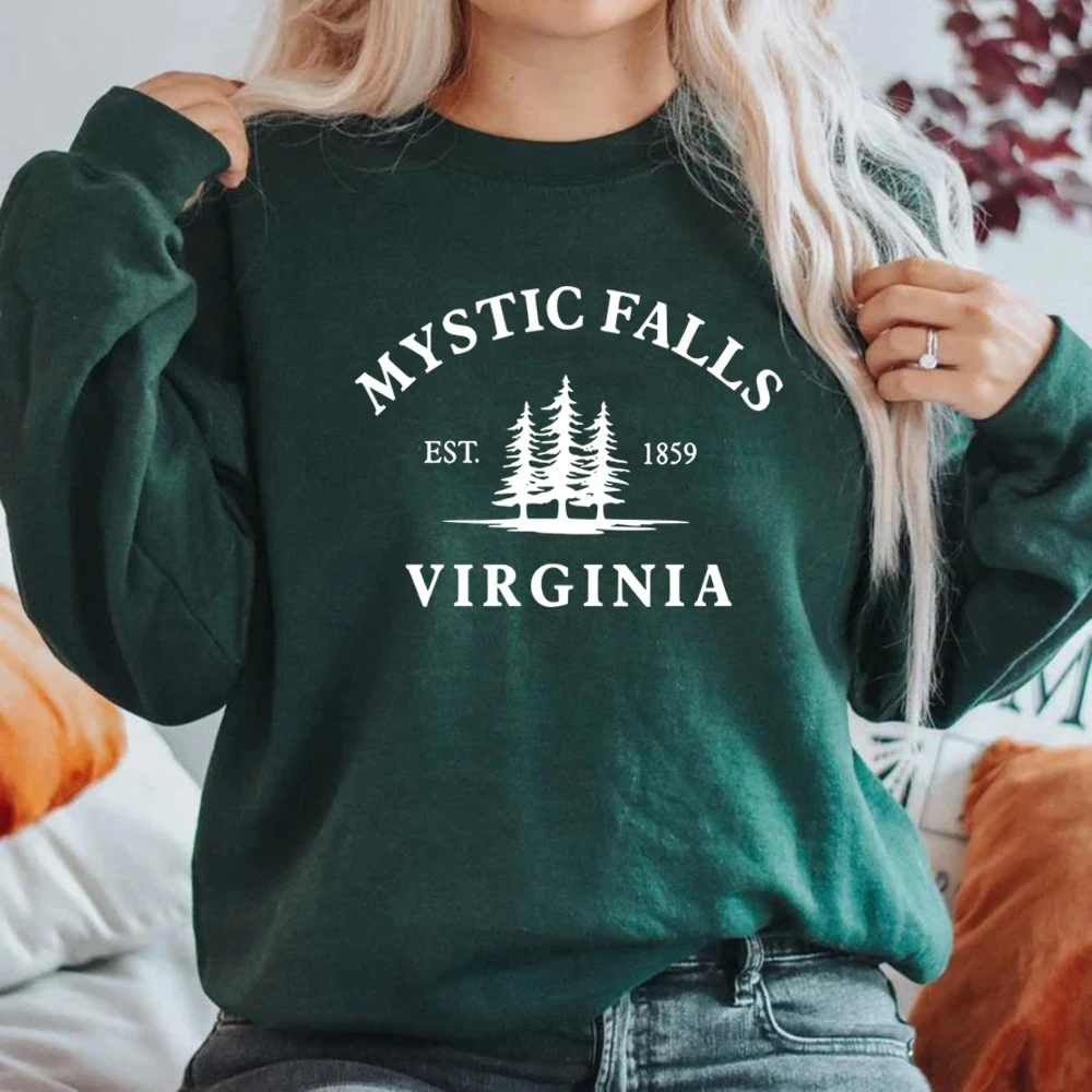 

Mystic Falls Sweatshirt Vampire Diaries Crewneck Sweatshirt Unisex Long Sleeve Pullovers Salvatore Brothers Hoodie Autumn Tops