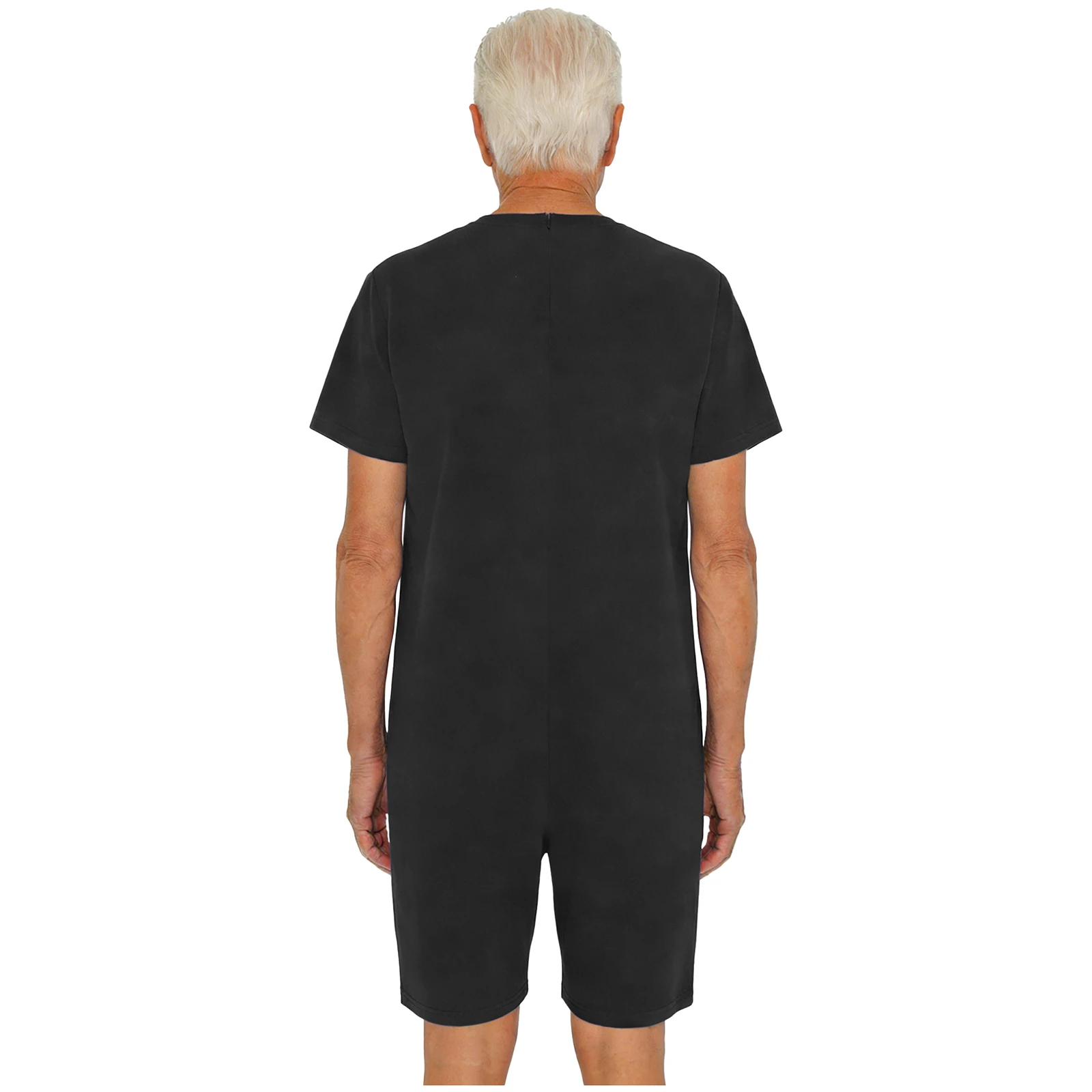 Adults Unisex Elderly Special Needs Alzheimer Anti-Strip Adaptive Jumpsuit Short Sleeve Back Zipper One-piece Autism Rompers