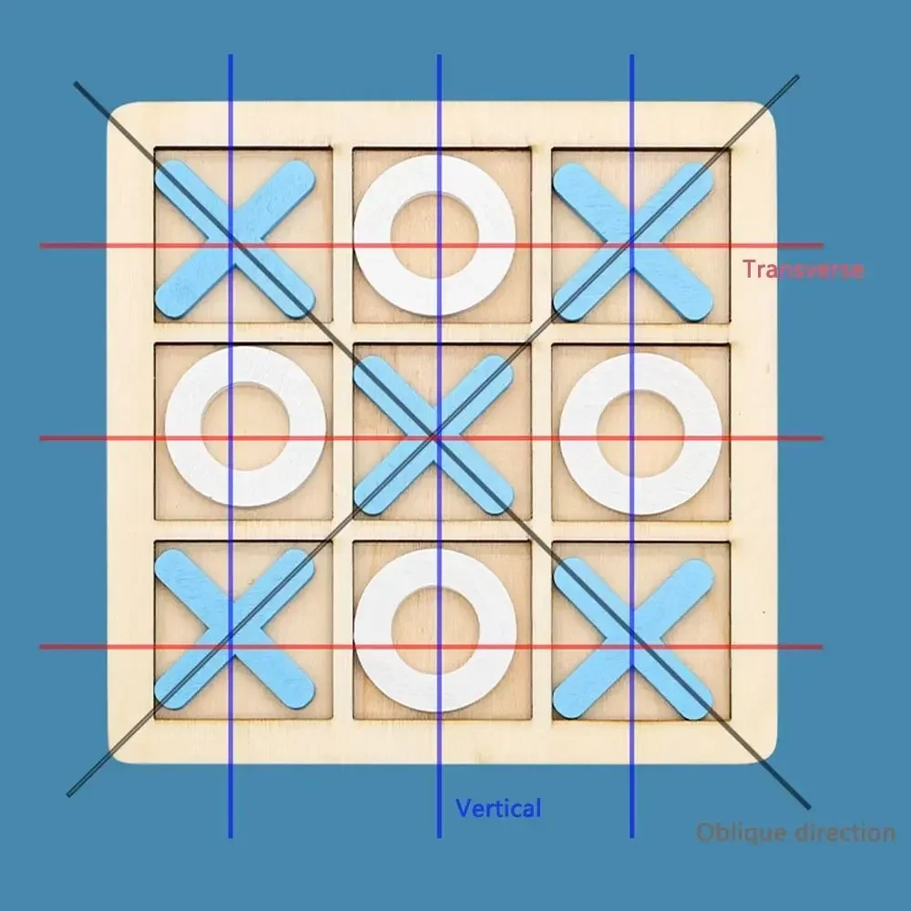 Wooden Chessboard Game Tic Tac Toe 9 