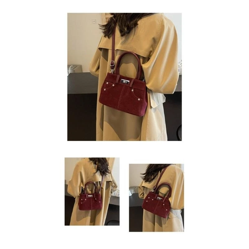 

A3PE Elegant PU Shoulder Bag Practical PU Crossbody Bags Casual Top Handle Purse Work Handbag with Functional Compartments