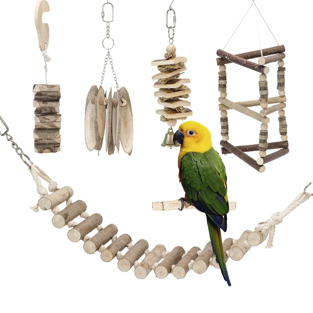 

Parrot swing natural wood block chew toy