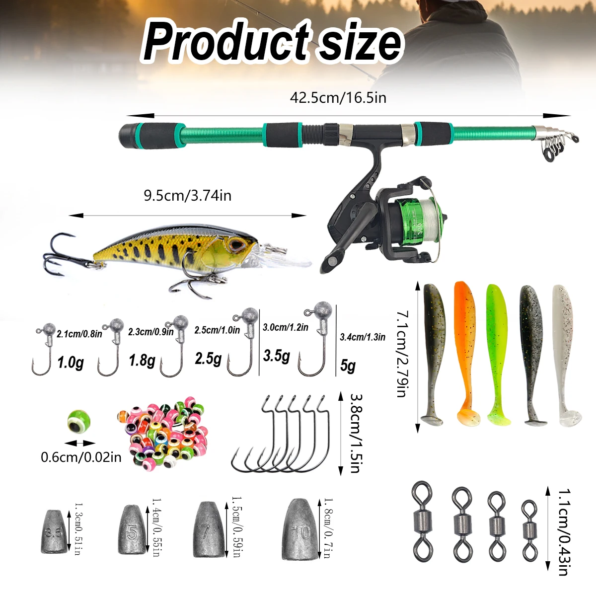 72pcs Beginner Fishing Rod Reel Combo Telescopic Fishing Pole Set with Lures Hooks Line Bag Complete Starter Kit for Freshwater