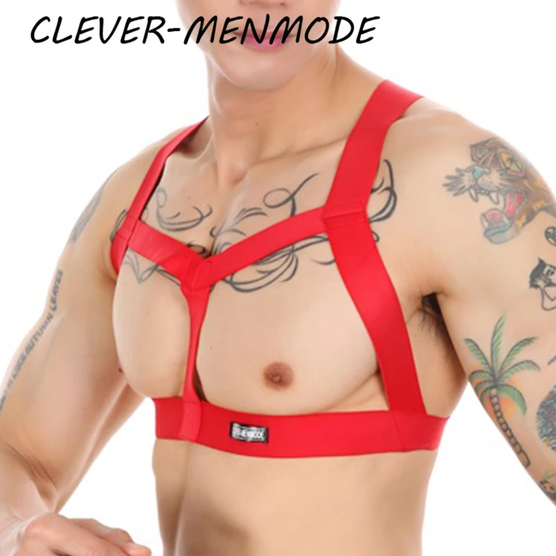 CLEVER-MENMODE Men\'s Sexy Harness Hollow Out Body Bondage Belt BDSM Chest Halter Exotic Lingerie Fetish Costumes Club Stage Wear