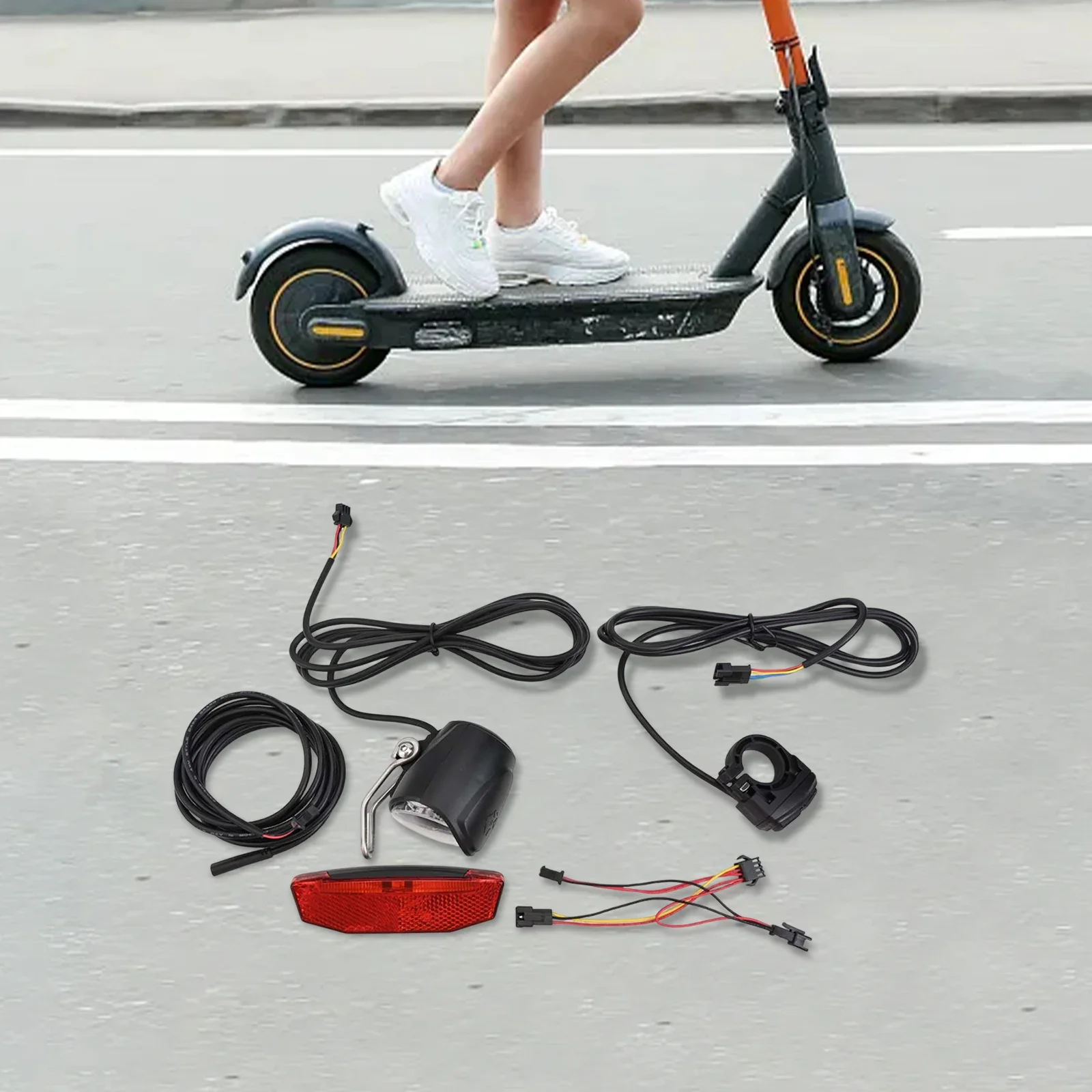 

E-bike Headlight Taillight Switch Waterproof Cable Set 12-72V Electric Bicycle Front/Rear Light Headlamp Tail LED Brake Lamps