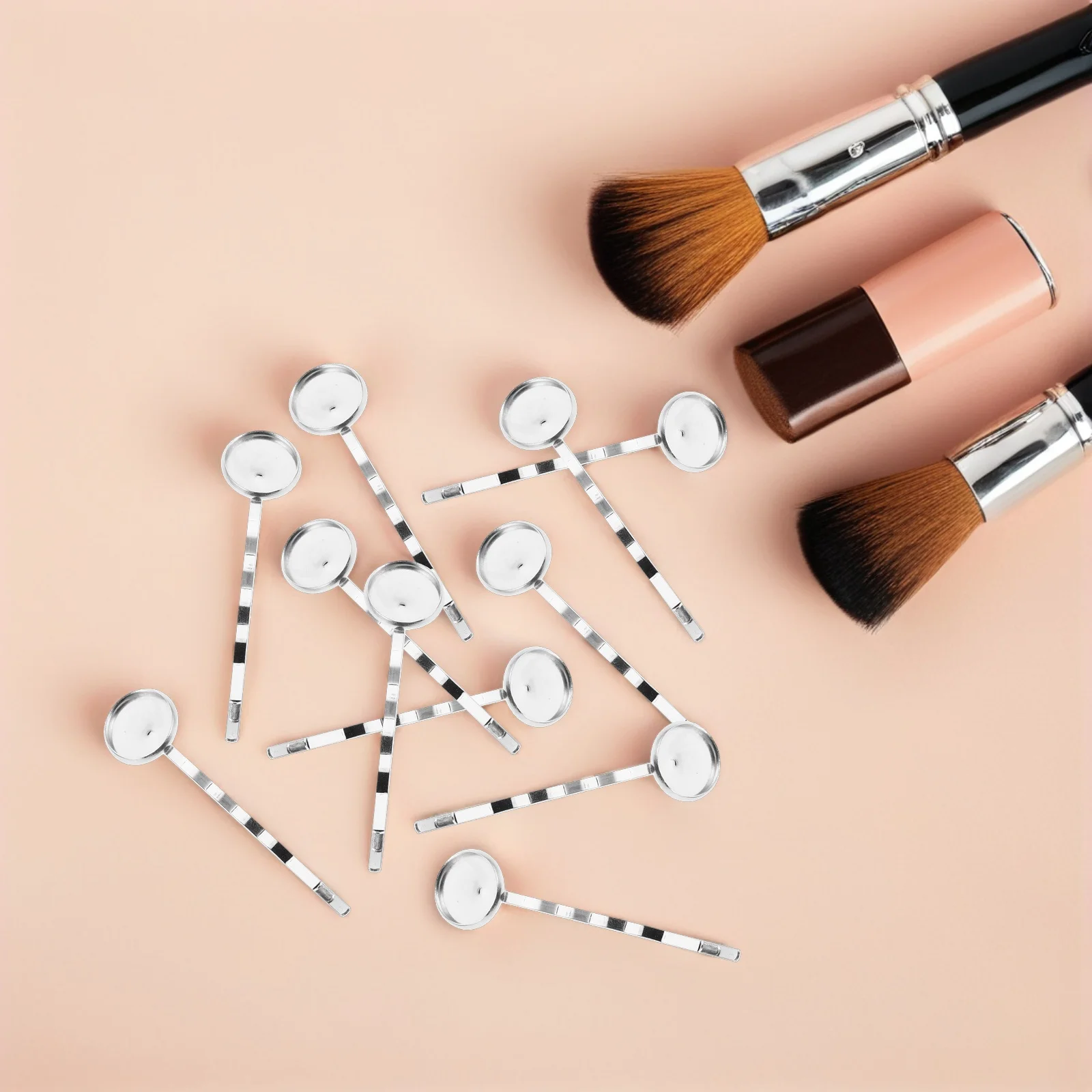 

40pcs Diy Hair Clips 12Mm Inner Diameter Blank Bobby Pin Bases Silver Metal Hair Accessories For Women Stylish Lightweight