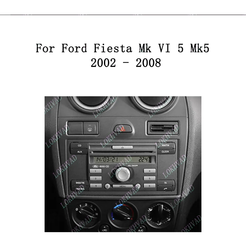 Car Android Radio Frame For Ford Fiesta Mk VI 5 Mk5 2002-2008 9 inch 2DIN Fascia Stereo Panel 16PIN Audio Harness Wire