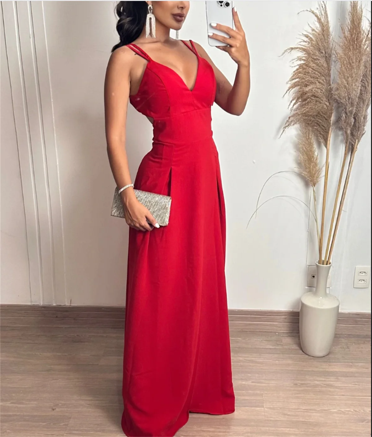 

Classic Red Star Evening Dress Women's Sexy High Slit Suspenders Tulle Prom Dress & Floor Lace 2024 Custom Colors فساتين سهرة