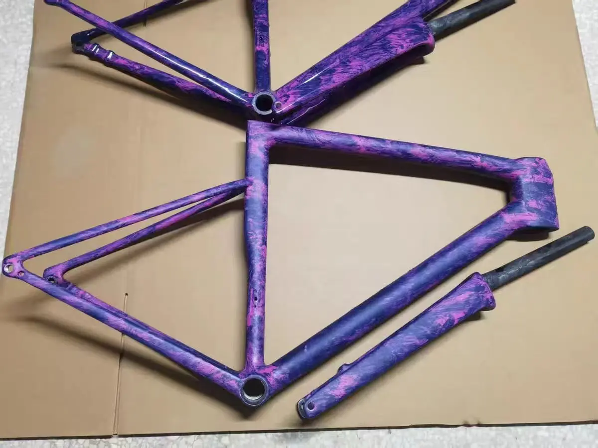 Full Carbon Fiber Road Bike Frame Set SI8 Custom Paint with Handlebars