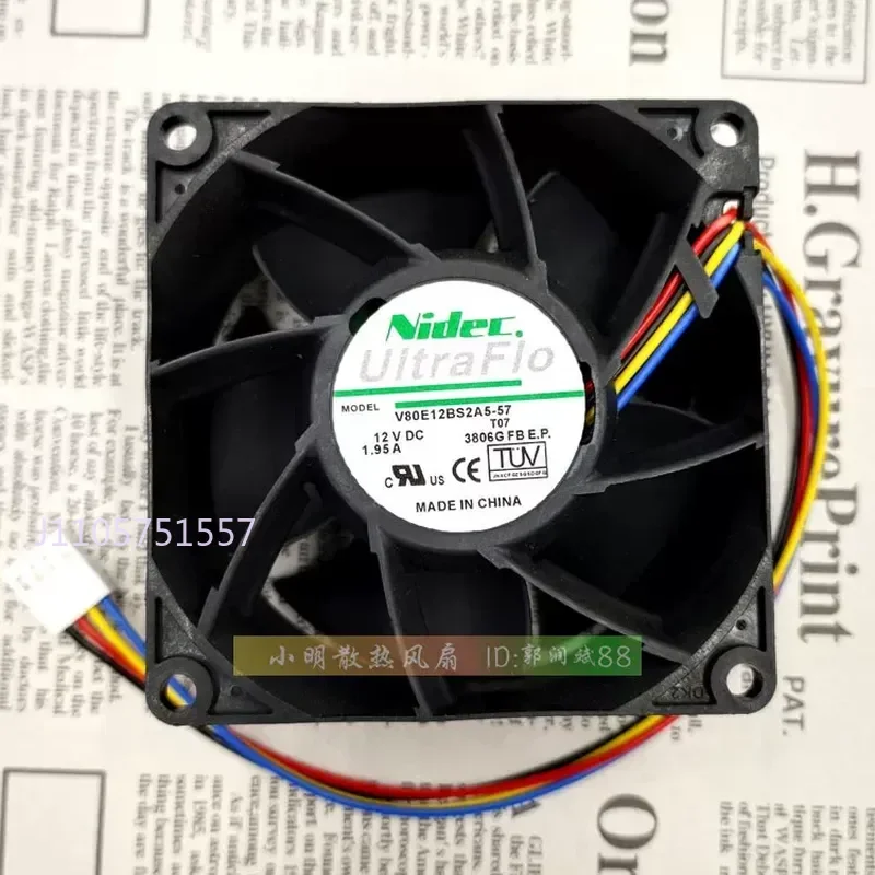 for Japan Nidec V80E12BS2A5-57 12 V 1.95 A 8038 8 cm Server Cooling Fan