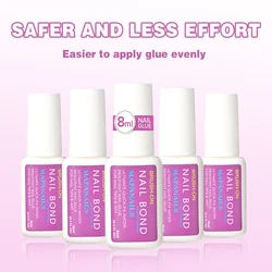 1Set Fast-Dry Adhesive Nail Glue 8ml Acrylic False Tips Rhinestone Brush-on Nail Bond Ultra Quick, Long Lasting False Nails Glue