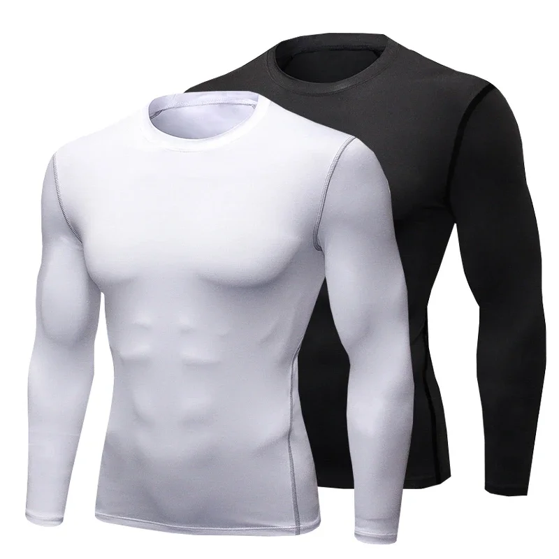 

1pcs Men's Long-sleeved Thermal Underwear Male Thin Tight Fitting Fast Dry Elastic Fitness Tops Man Autumn Winter Sprots Wear
