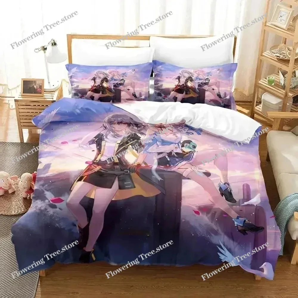 Anime Honkai Star Rail Bedding Set Duvet Cover Bed Set Quilt Cover Pillowcase Comforter king Queen Size Boys Adult Bedding Set