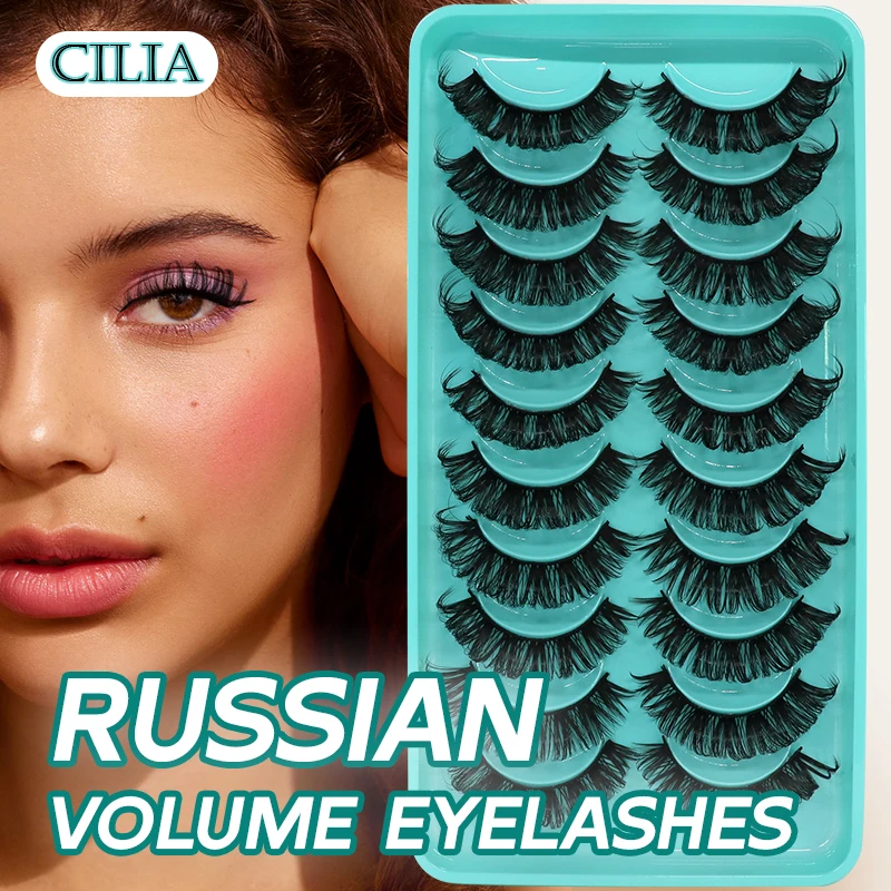 10 Pairs 3D Russian Volume Eyelashes Fluffly Natural Thick Mink False Lashes Reusable Strip Lash Extentions Cilios Makeup